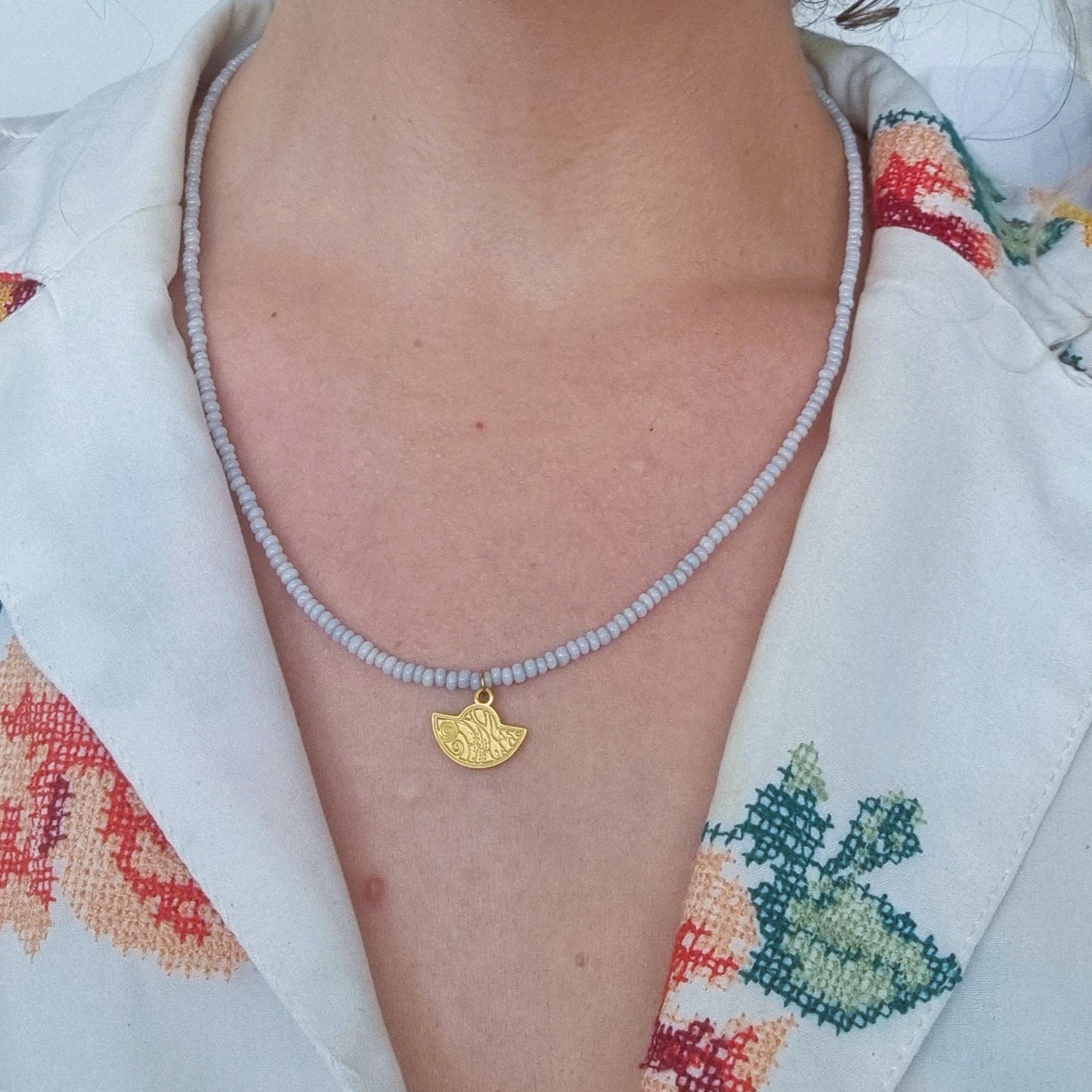 White seed beads necklace