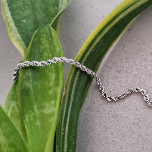 Silver rope chain anklet