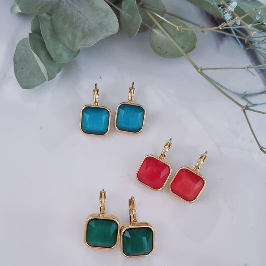 Squared stone's earrings