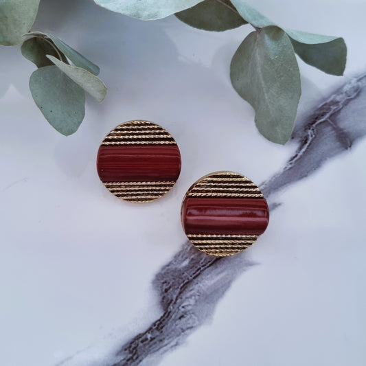 Vintage earrings - Brown on antique gold