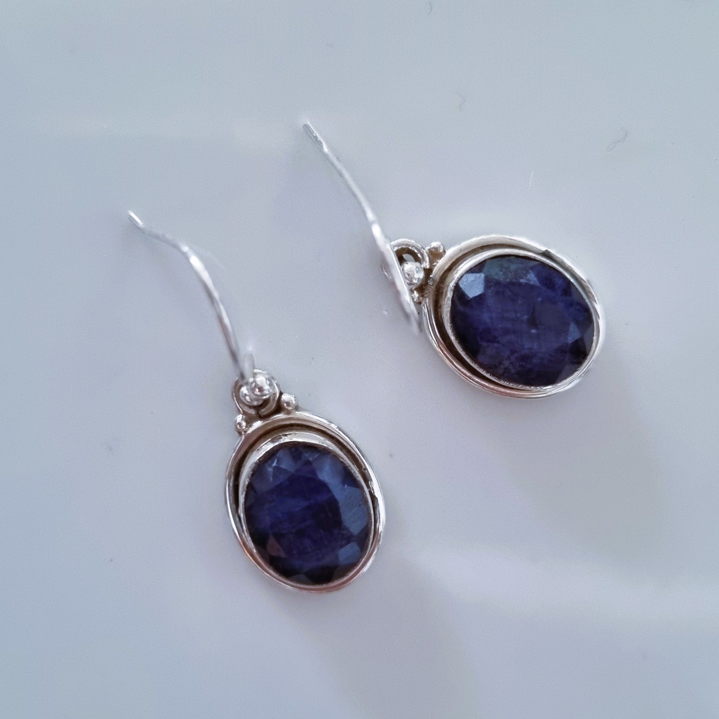 Oval blue agate earrings