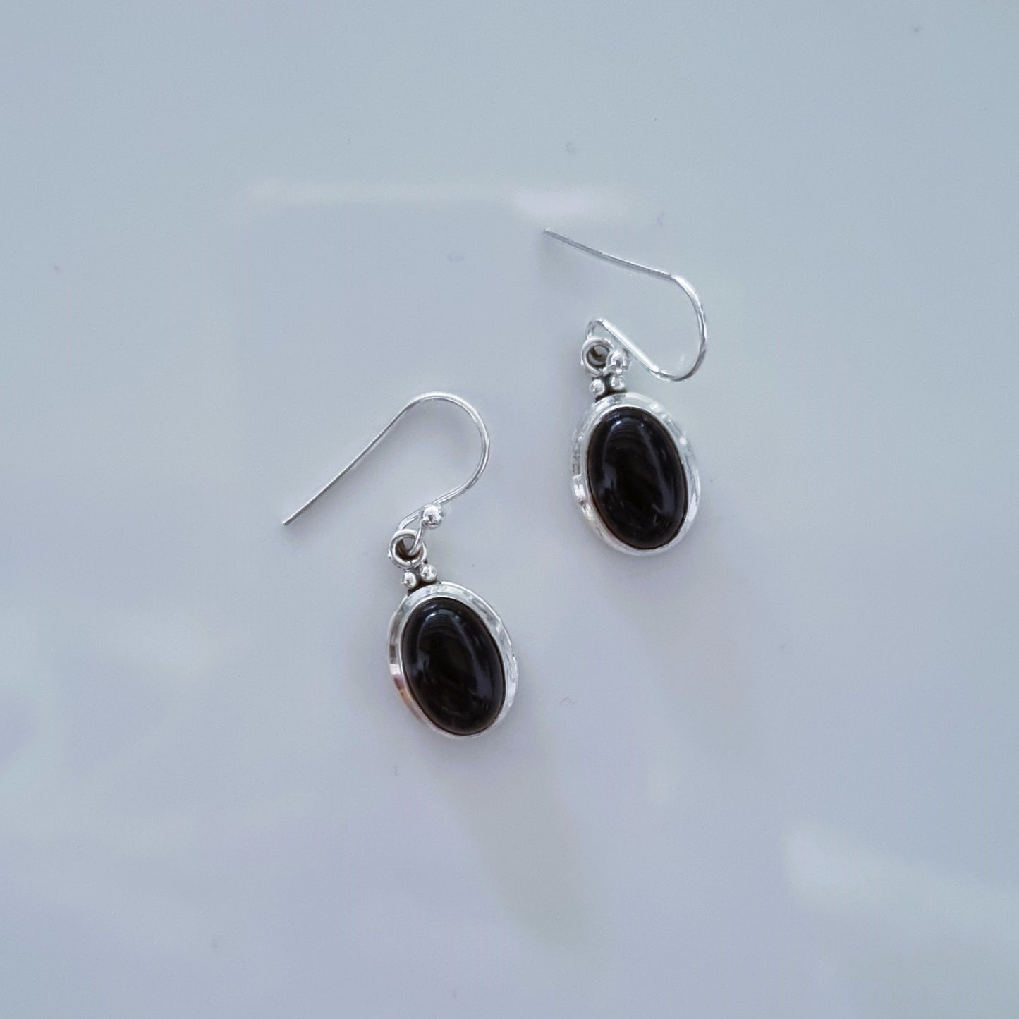 Oval black onyx earrings