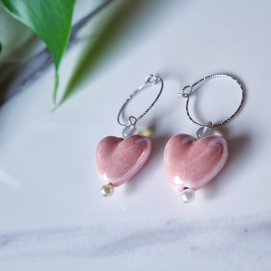 Pink hearts earrings