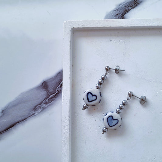 Ceramic hearts earrings