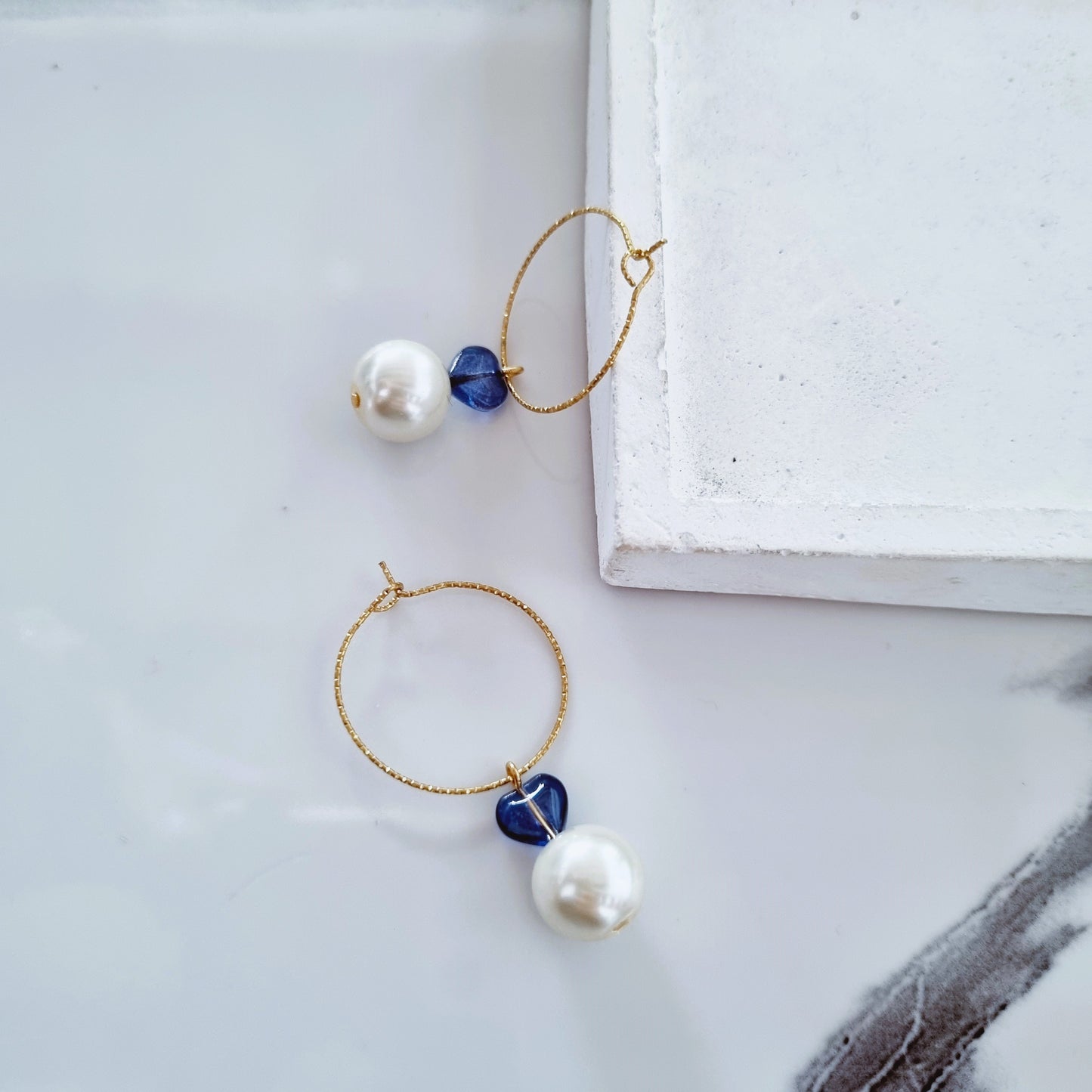 Blue hearts on circles