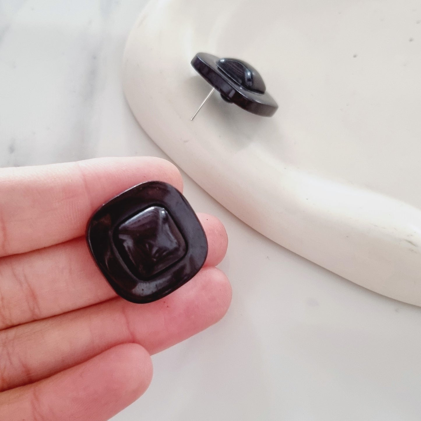 Vintage earrings - Square burgundy