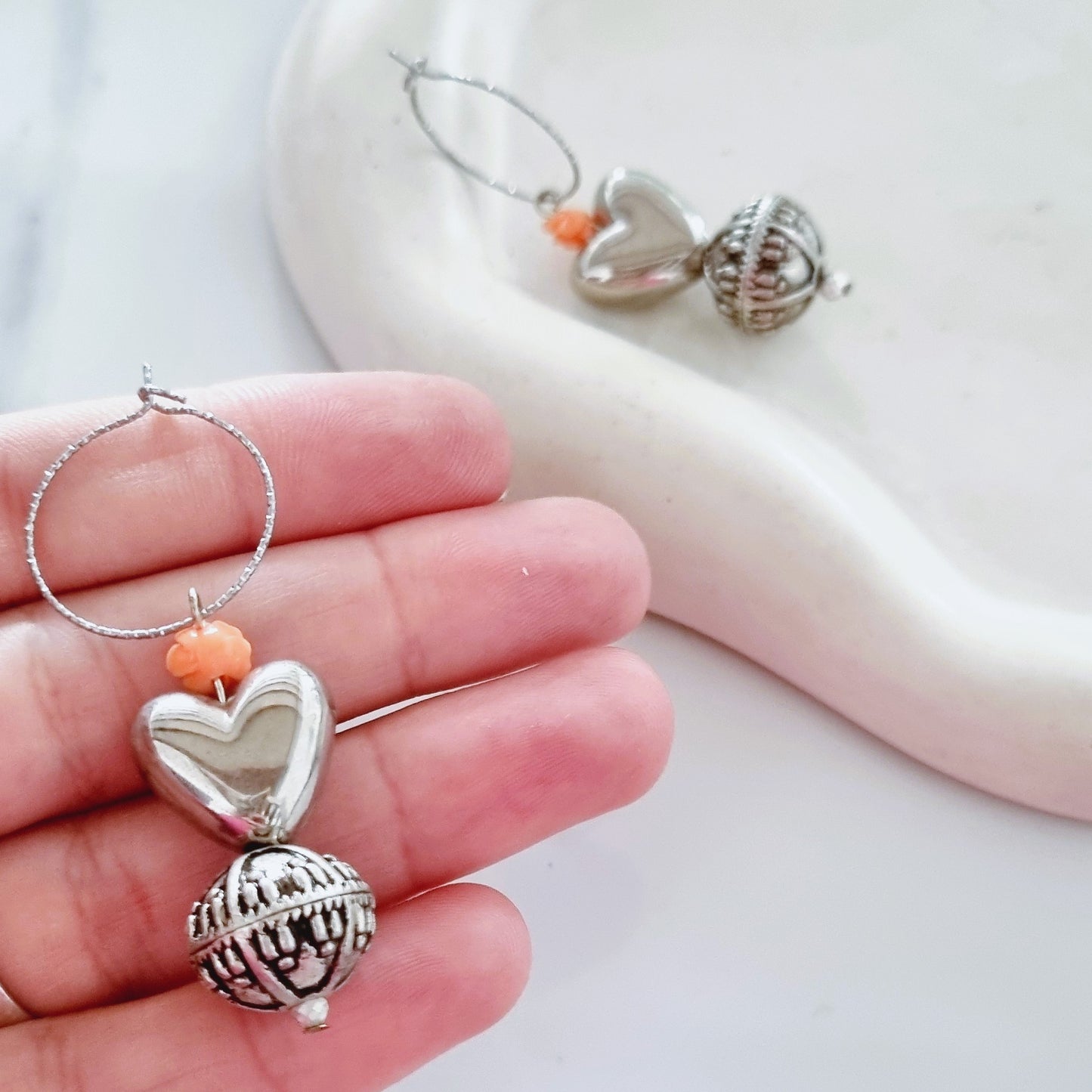 Silver hearts earrings n.2