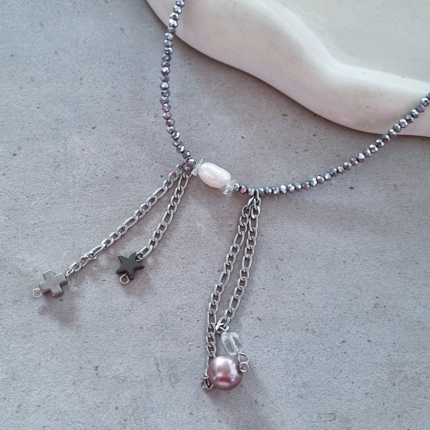 Silver grunge necklace