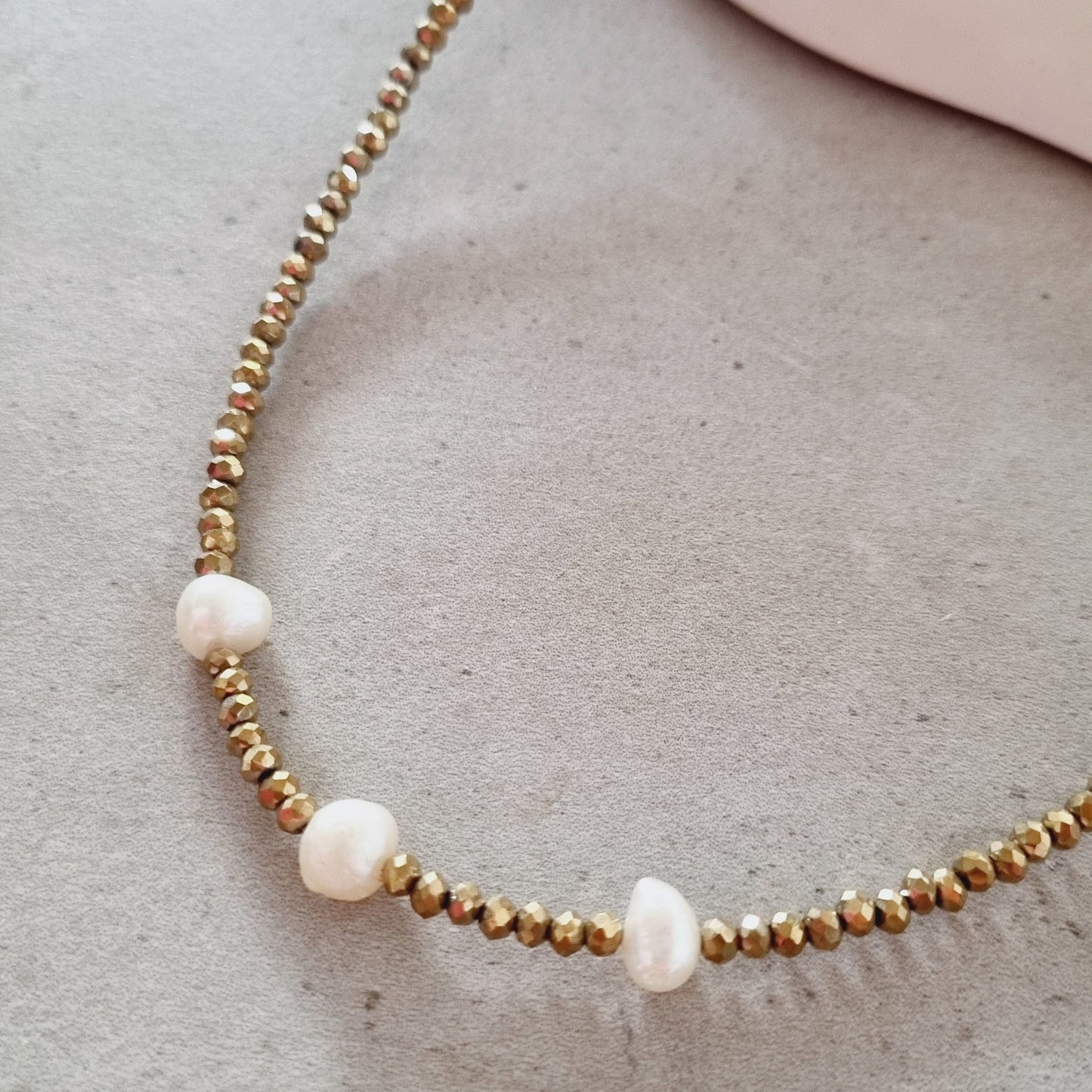 Gold crystal & fresh water pearls