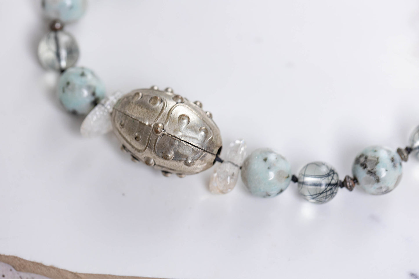 Dalmatian iaspis long necklace