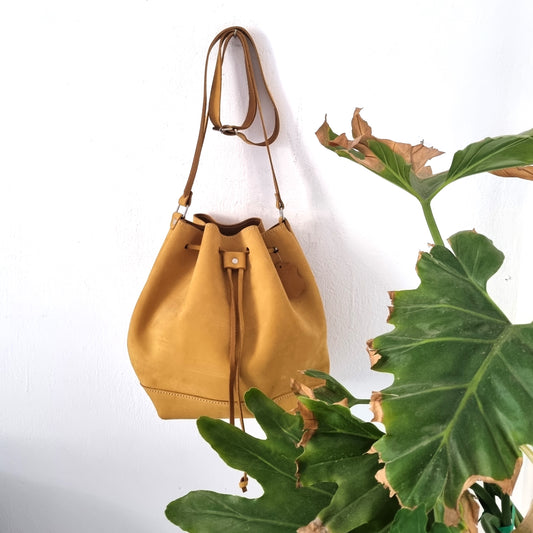 Sunny yellow suede bag