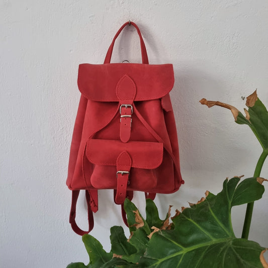 Red leather backbag