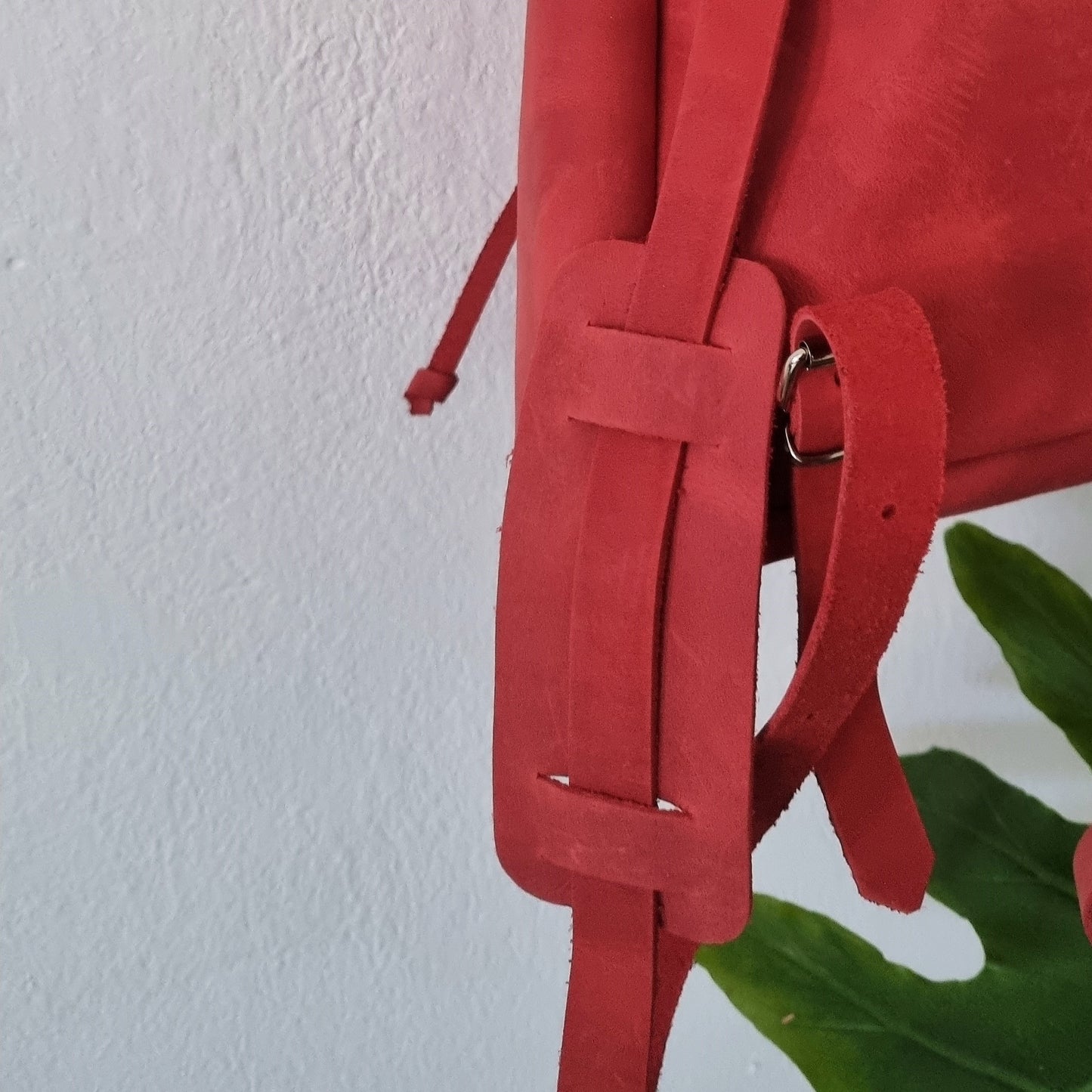 Red leather backbag
