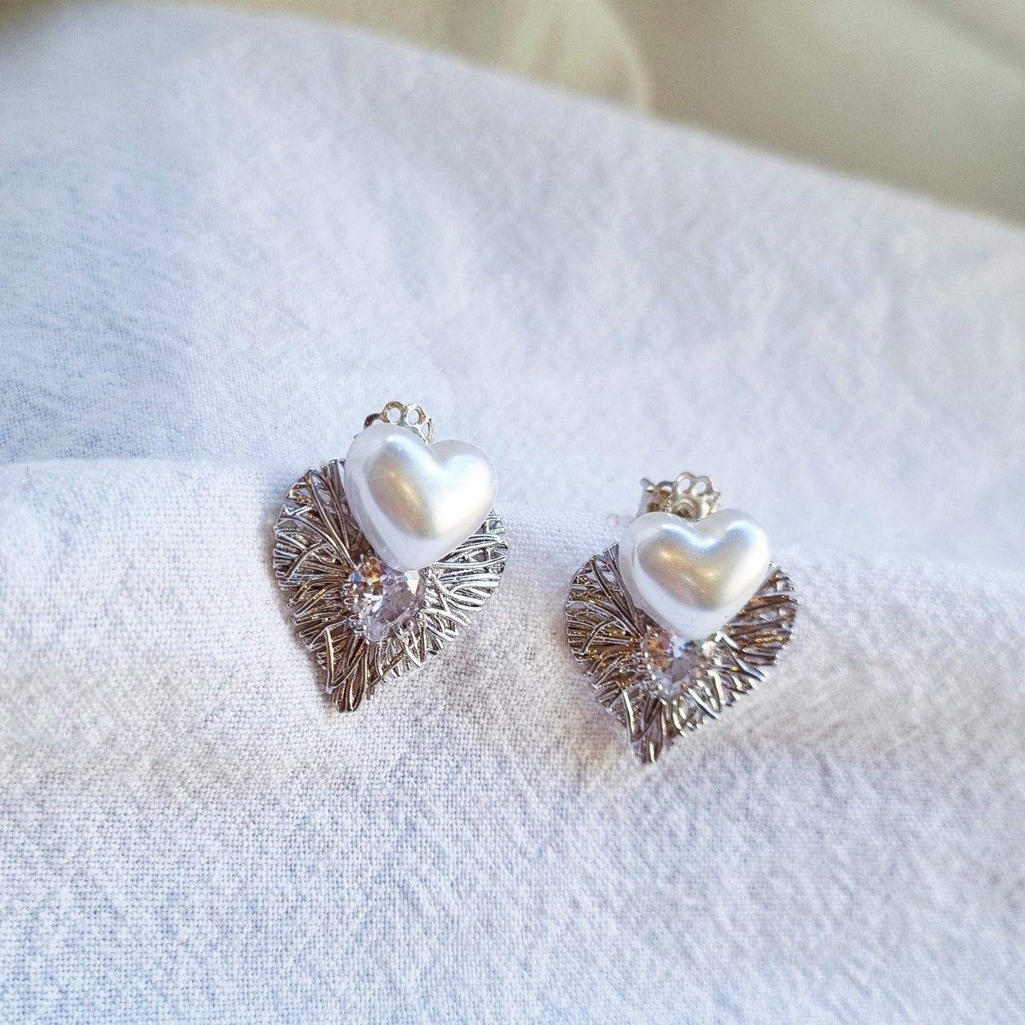 Silver hearts earrings