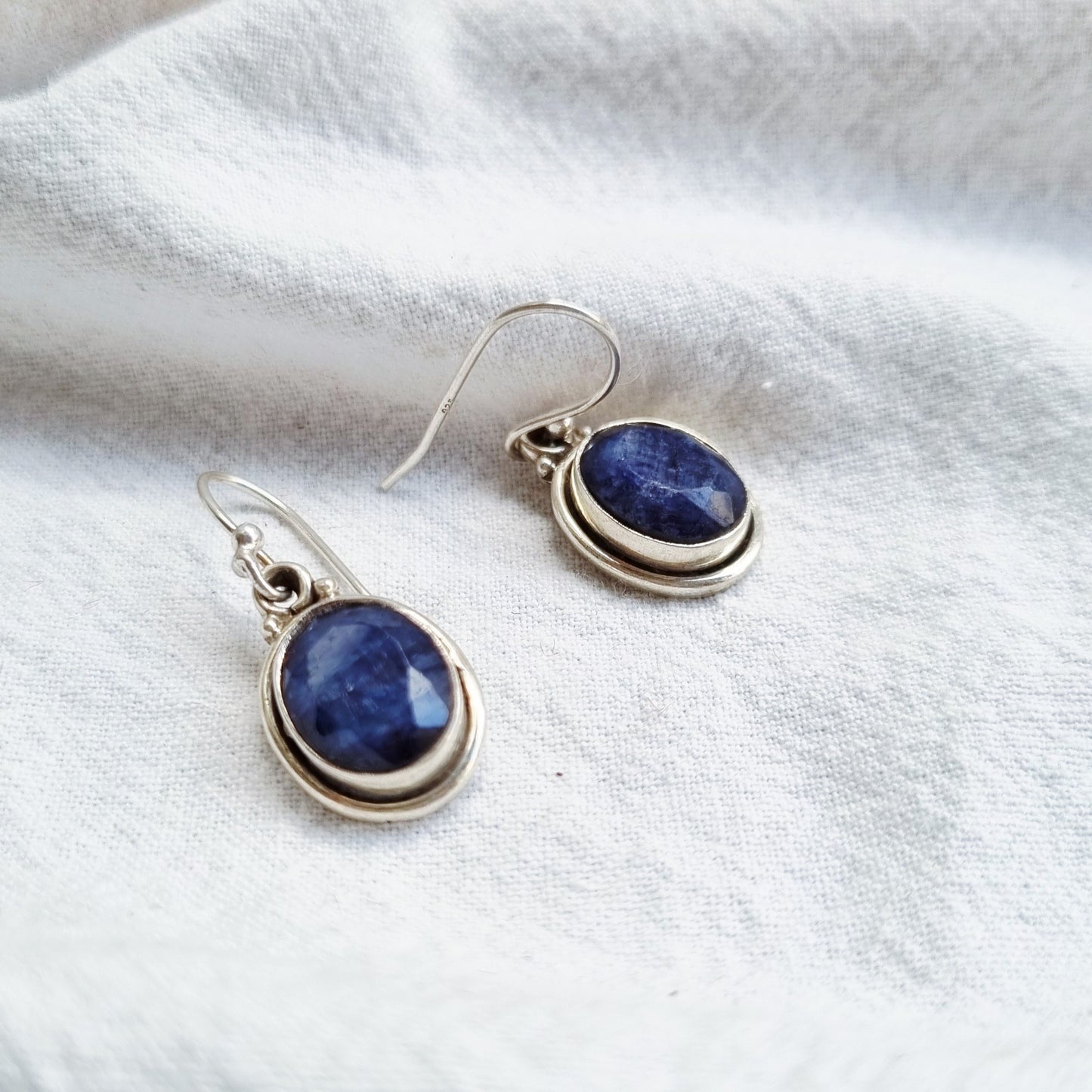 Oval blue agate earrings