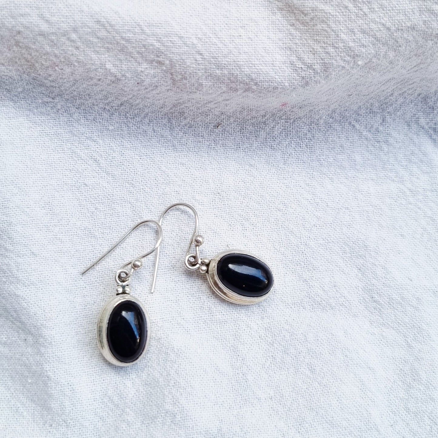 Oval black onyx earrings
