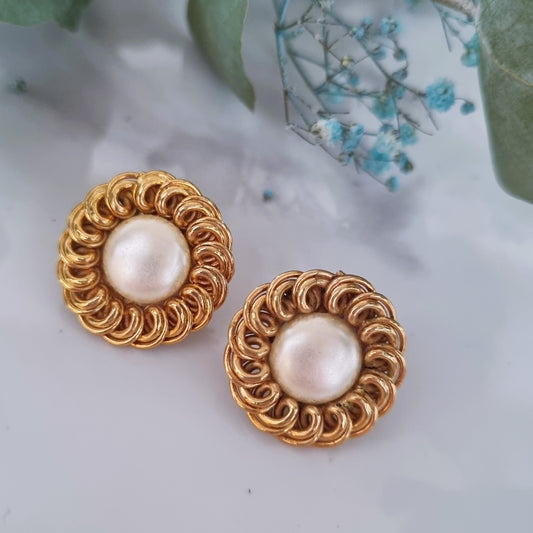 Vintage earrings - Gold/white