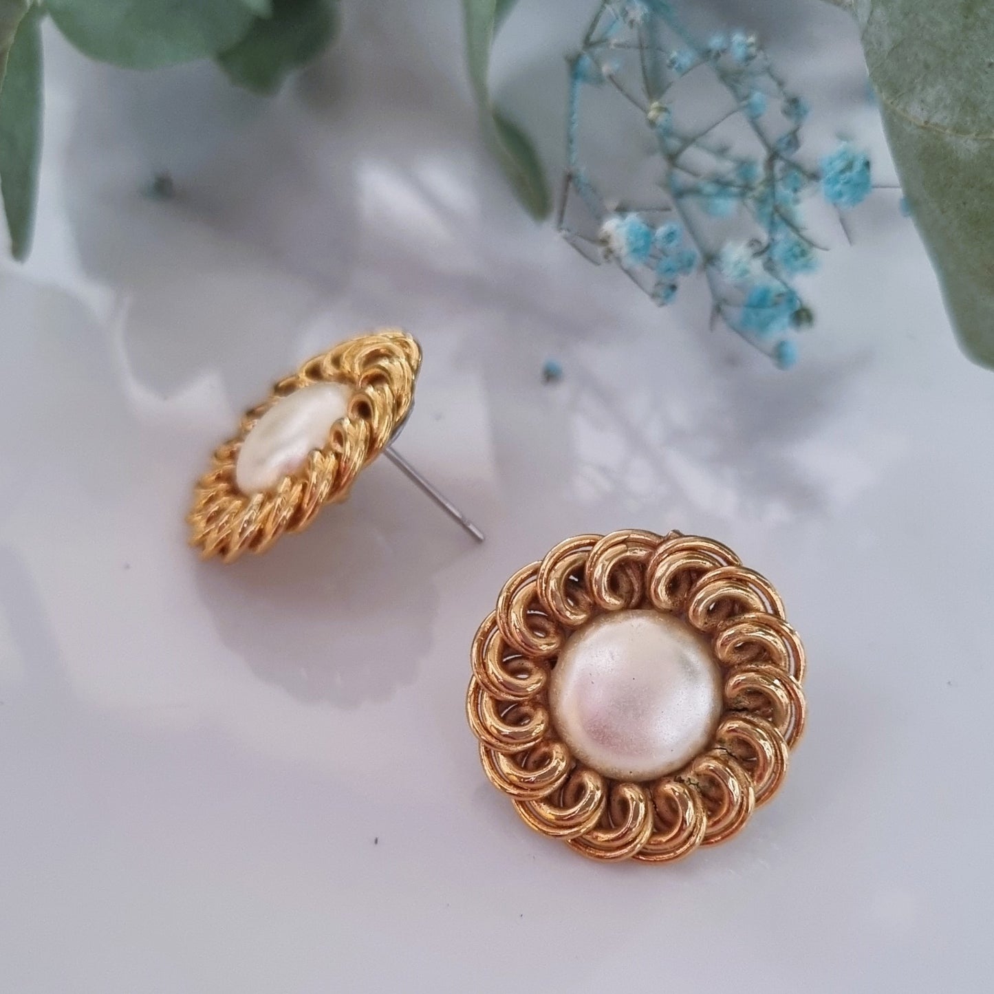 Vintage earrings - Gold/white