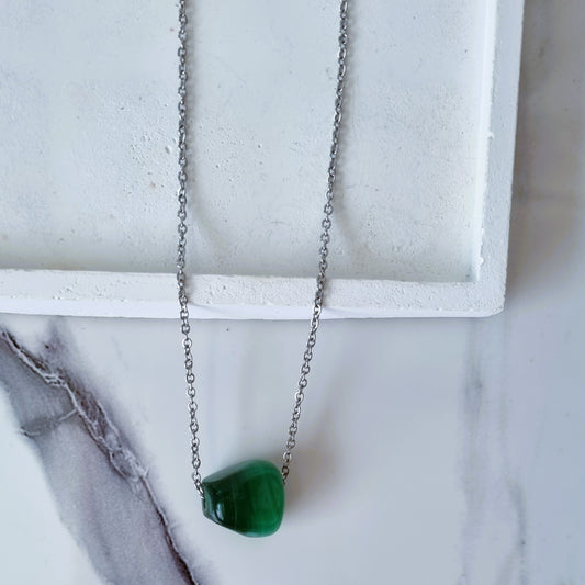 Green glass necklace