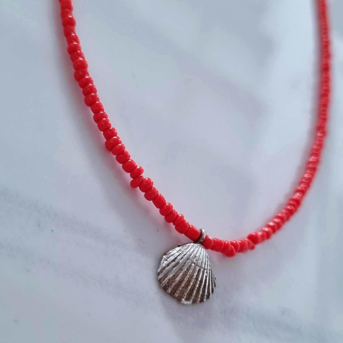 Coral and silver shell