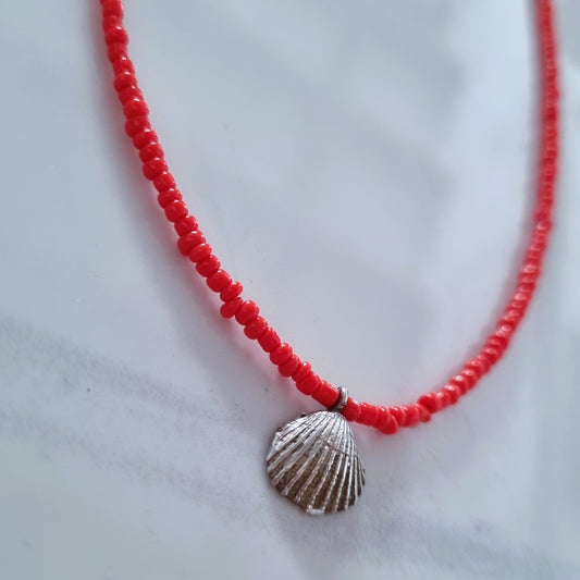 Coral and silver shell