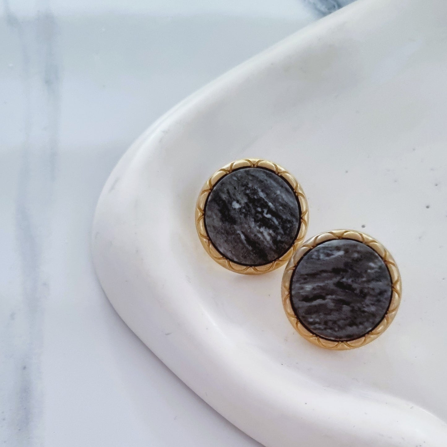 Vintage Earrings - Dark Grey