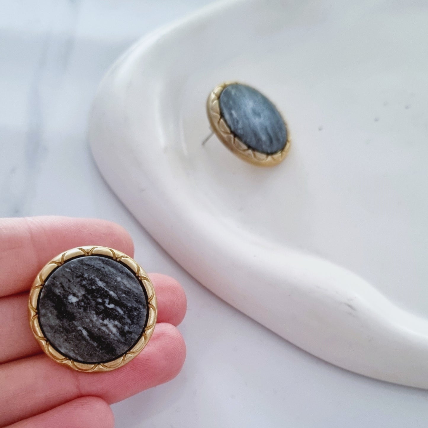 Vintage Earrings - Dark Grey
