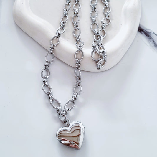 Silver heart locket