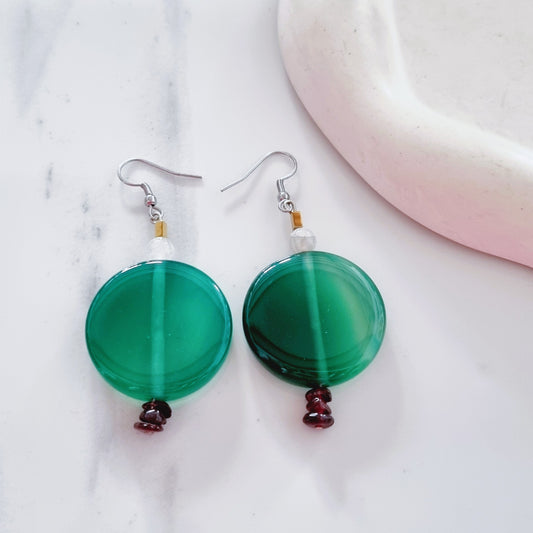 Green agate earrings