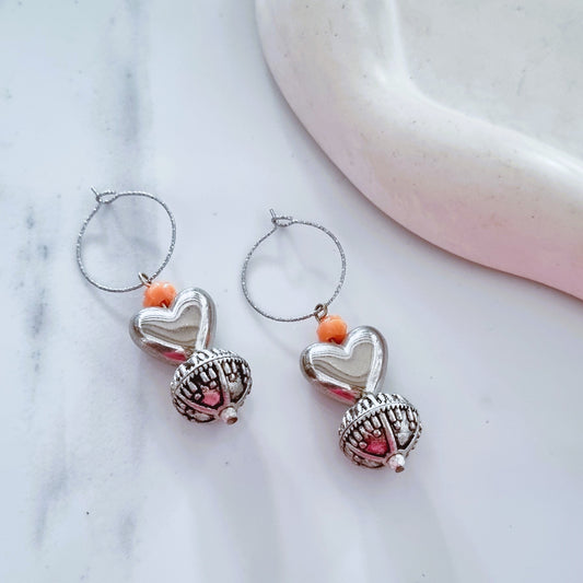 Silver hearts earrings n.2