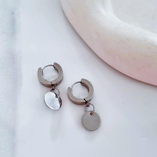 Silver coin earrings