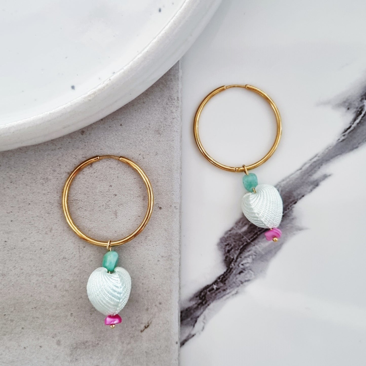Mint shells earrings