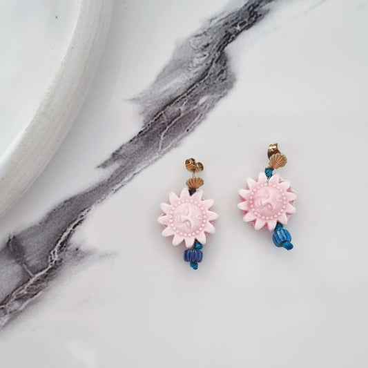 Pink sun earrings
