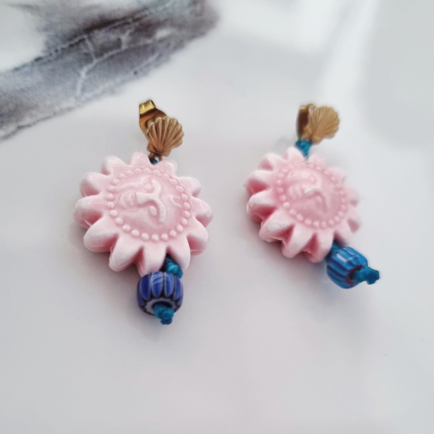 Pink sun earrings