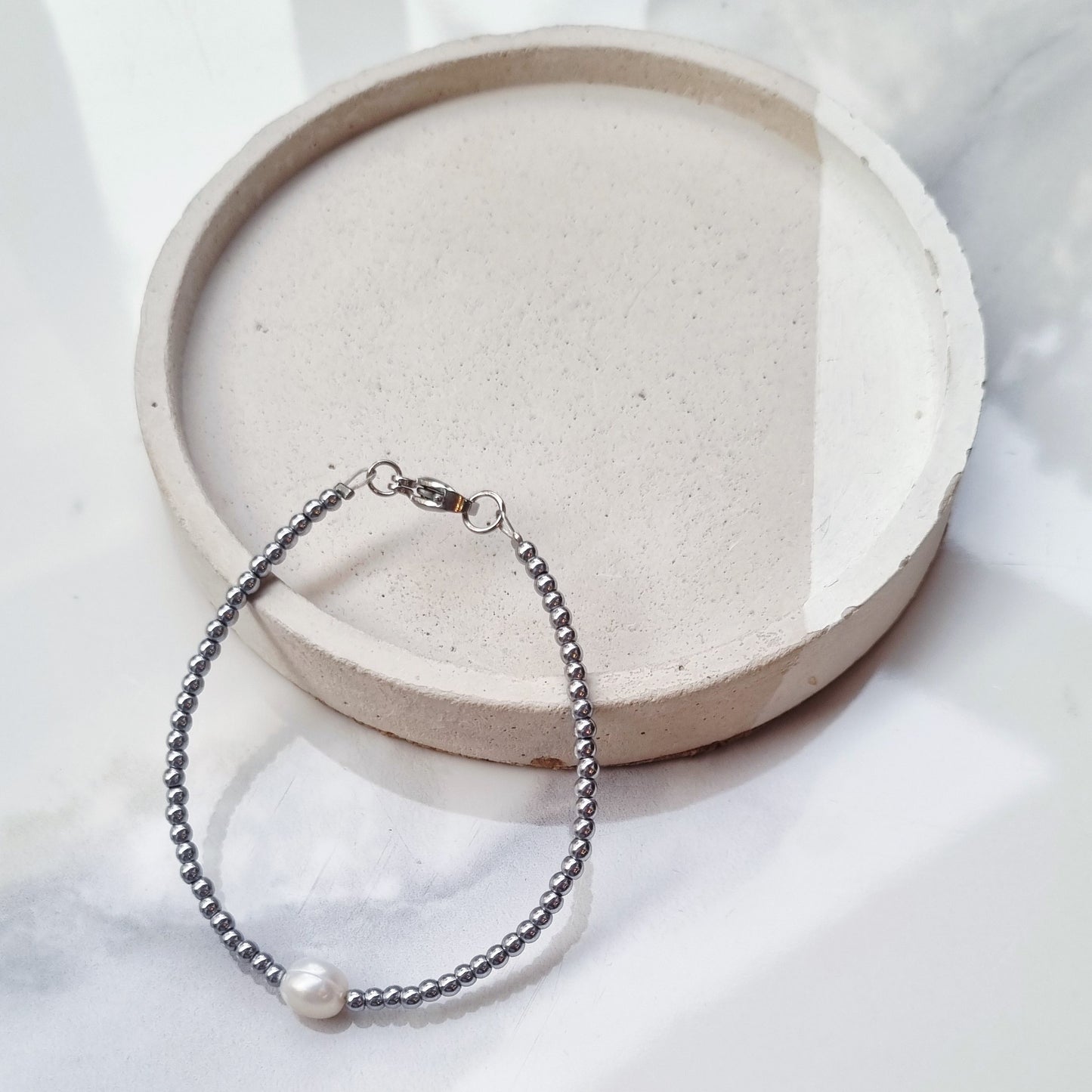 Silver hematite bracelet