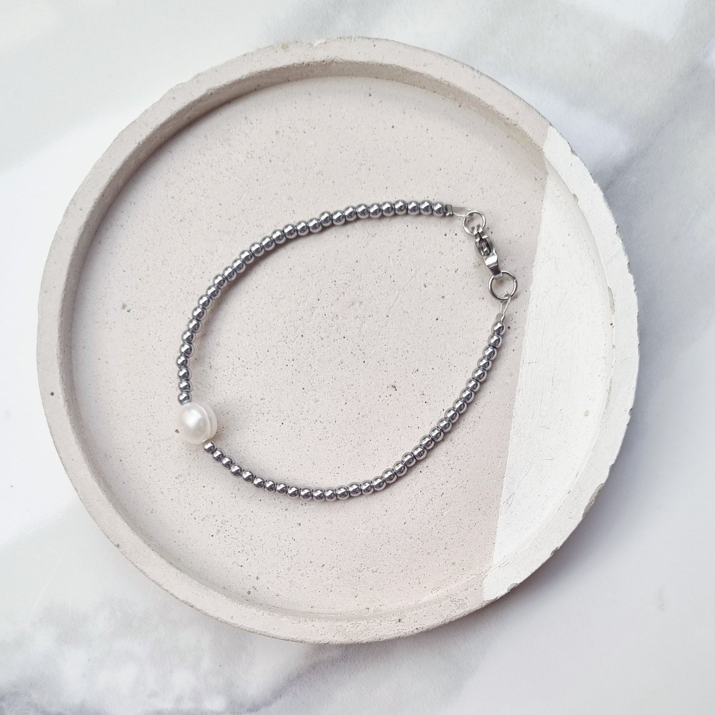 Silver hematite bracelet