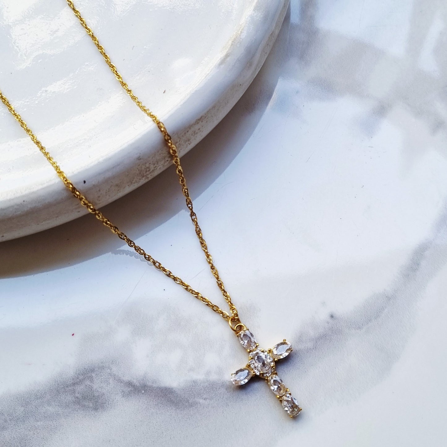 Clear Cross Necklace