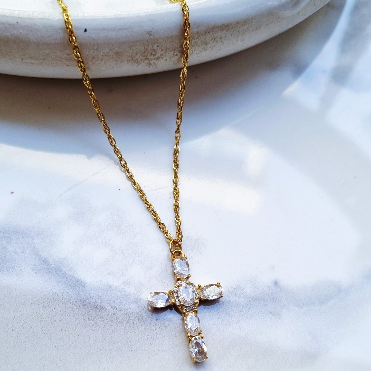 Clear Cross Necklace
