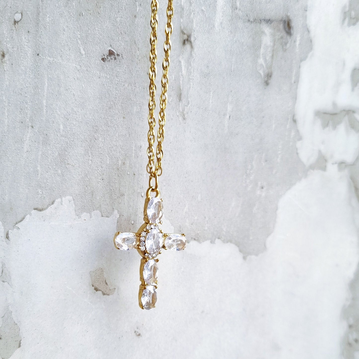 Clear Cross Necklace