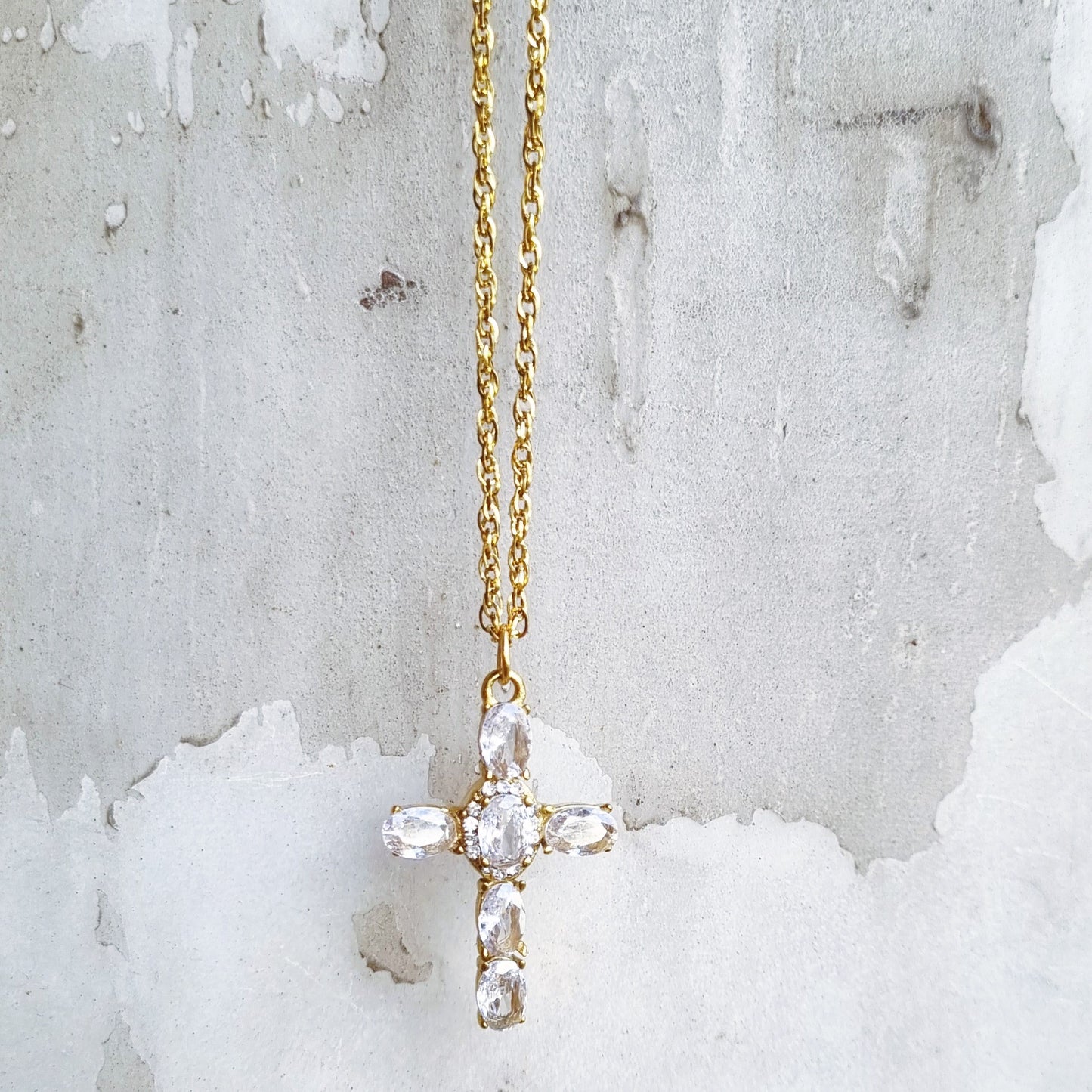 Clear Cross Necklace