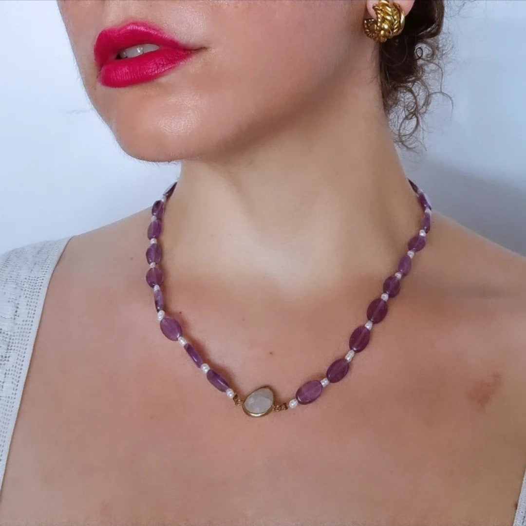 Amethyst & moonstone necklace