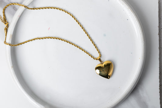 Gold heart locker necklace