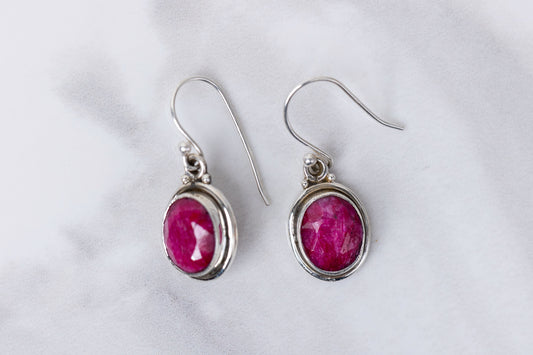Oval ruby stones earrings