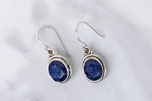 Oval blue agate earrings