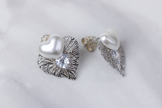 Silver hearts earrings