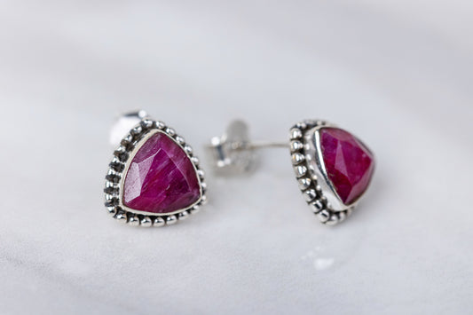 Triangle ruby earrings